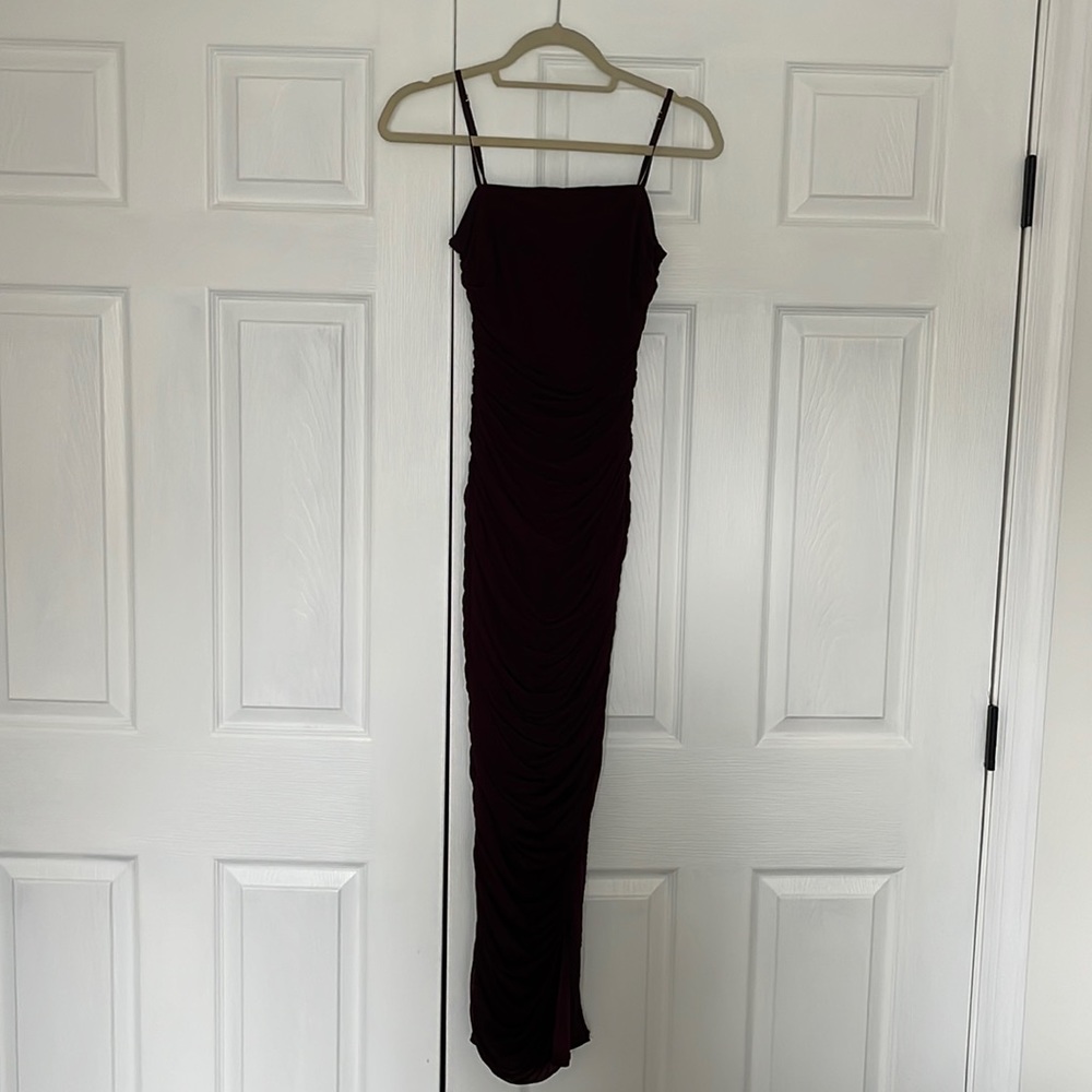 Maroon Ruched Dress